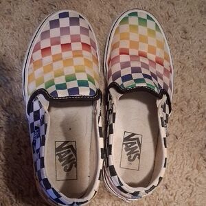 Vans Kids Colorful Checkered Slip-On Sneakers